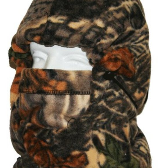 Fleece Gold and brown Camo Versatile Hood for snowmobiling snowboarding skiing - Picture 2 of 4